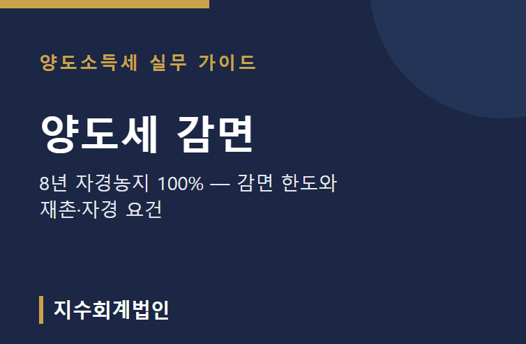 양도세 감면, 8년 자경농지 100% — 감면 한도와 재촌·자경 요건