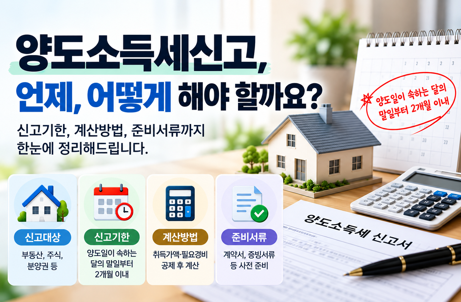 양도소득세신고, 신고기한부터 계산방법과 준비서류까지 알아보세요